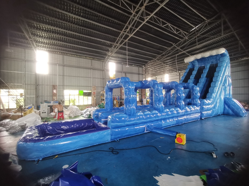 50m inflatable slip and slide,half pipe inflatable water slide,moon bounce inflatable with water slide