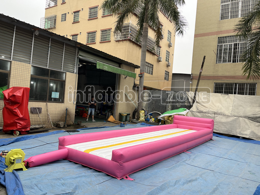 Inflatable trampoline sports game air cushion gymnastics mat pink white splicing color air trampoline