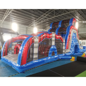 Custom Sport Inflatable Carnival Games Inflatable Challenge Race Obstacle Course With Double Lane Climbing And Slide For Sale