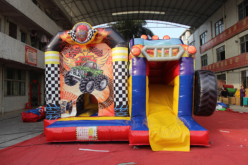 Racing Car Jump House Inflatable Bouncer with Slide Off-road Vehicle Bounce House Monster Truck Commercial Inflatable Combo