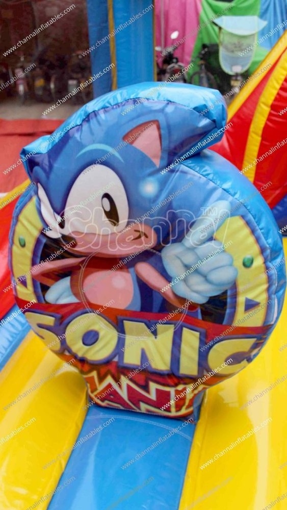 Sonic inflatable Combo jumper commercial party hire inflatable bouncer combo