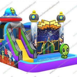 New Design Bounce House Commercial Rentals Alien Abduction Inflatable Pool Slide Game Water Combo