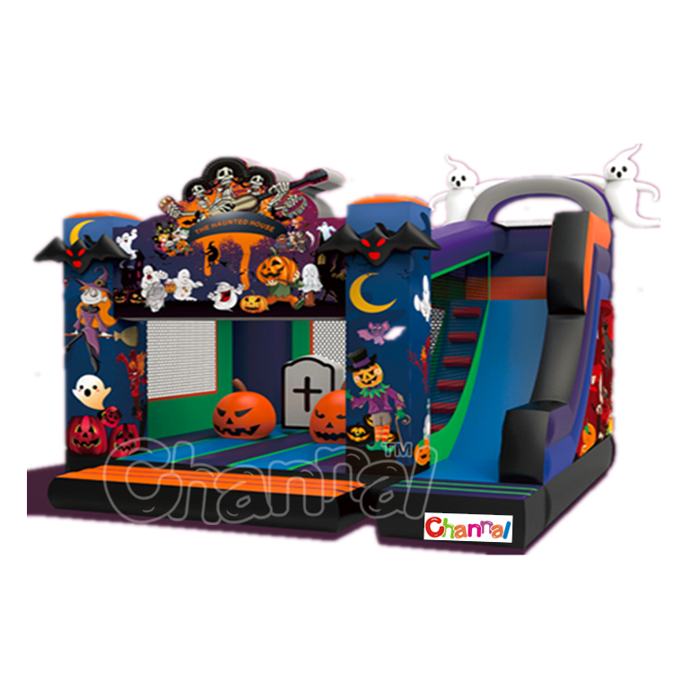 Halloween theme pumpkin Ghost Festival Inflatable Bouncy Jumping Slide bouncer house inflatable combo jumping castle combo