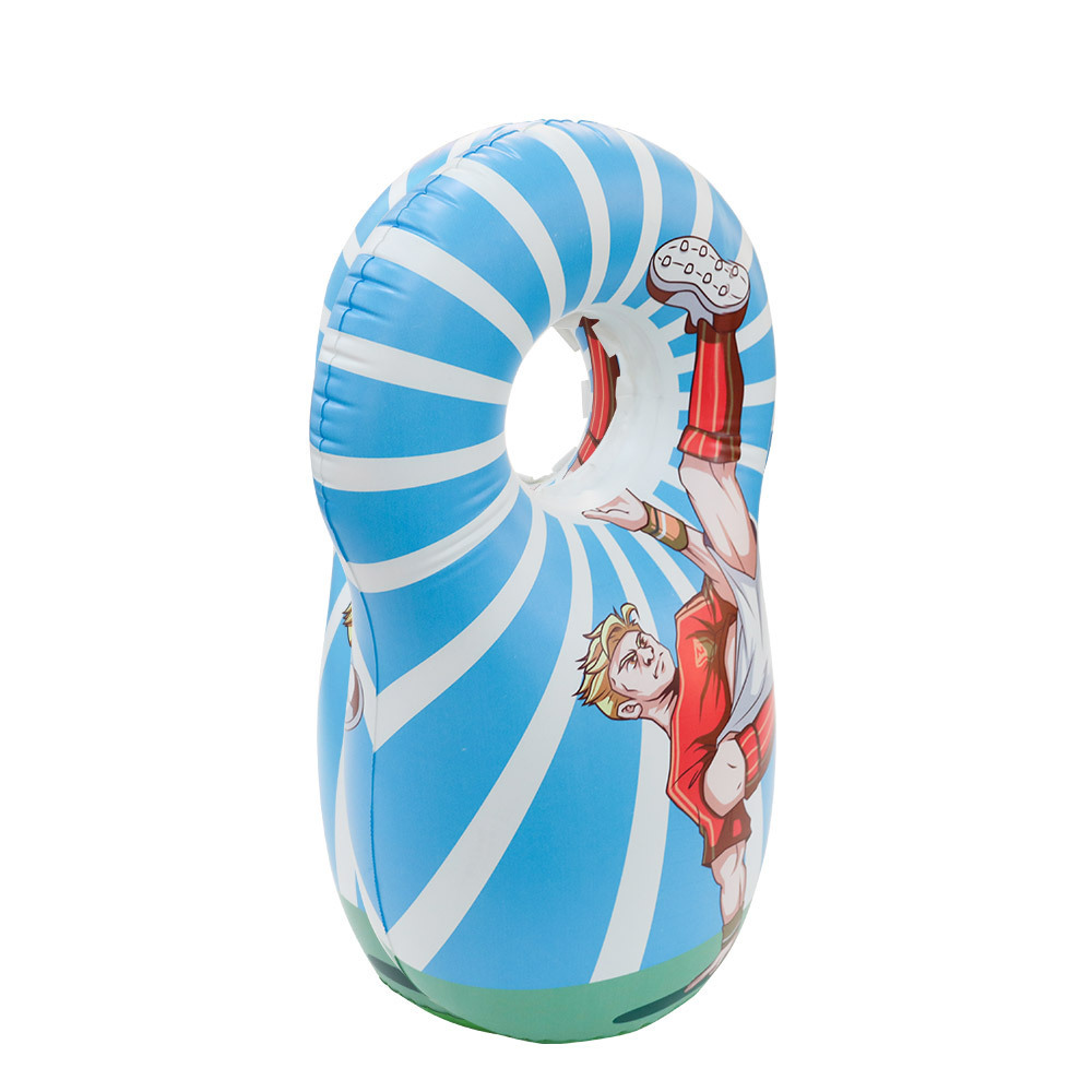 New design boxing cartoon blue outdoor backyard ring toss commercial toy inflatable tumbler for children