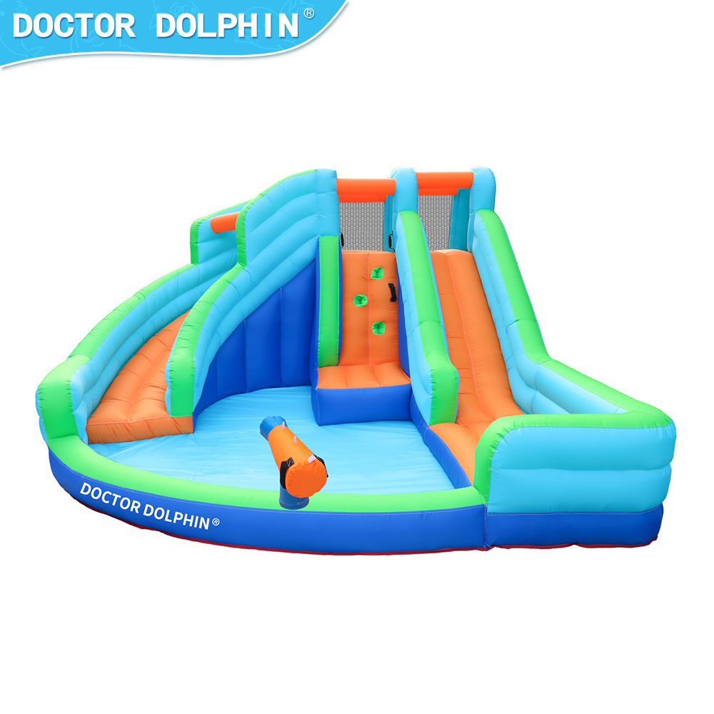 Doctor Dolphin Kid Moon Double Water Gun Rock Climbing Swimming Ball Pool Bouncy Castle Inflatable Water Slide