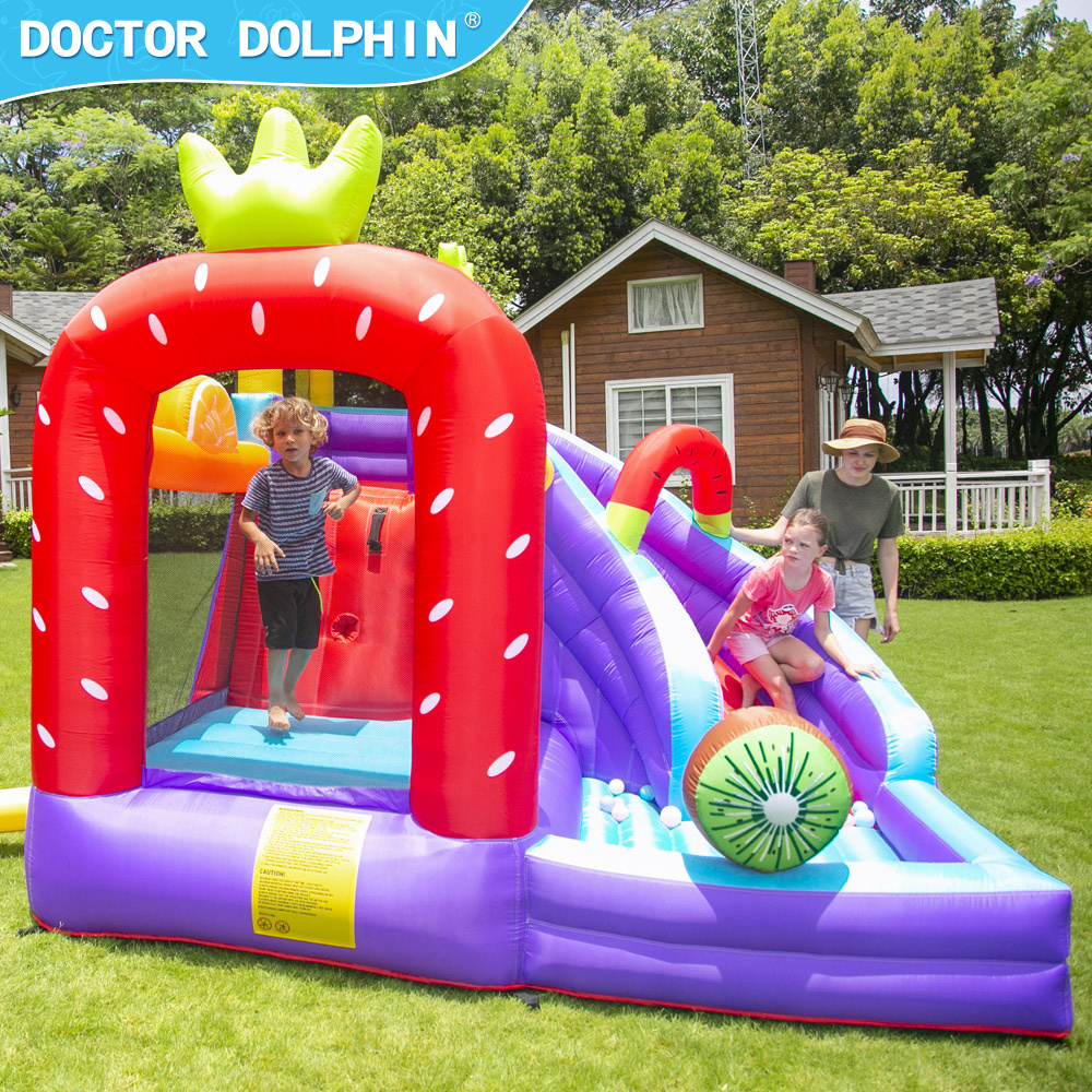 Doctor Dolphin Strawberry Design Kid Party Game Trampoline Castle Inflatable Bounce House Slide