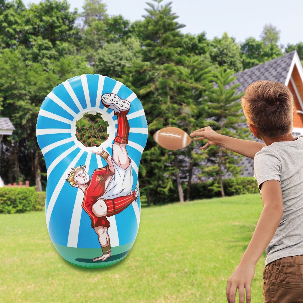 New design boxing cartoon blue outdoor backyard ring toss commercial toy inflatable tumbler for children