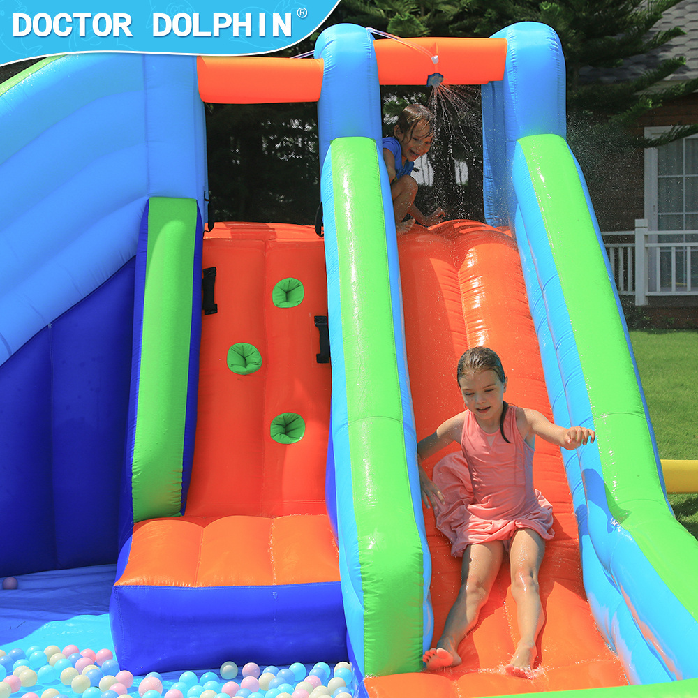 Doctor Dolphin Kid Moon Double Water Gun Rock Climbing Swimming Ball Pool Bouncy Castle Inflatable Water Slide