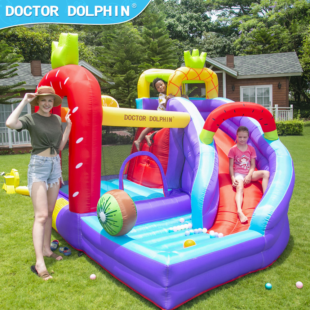 Doctor Dolphin Strawberry Design Kid Party Game Trampoline Castle Inflatable Bounce House Slide