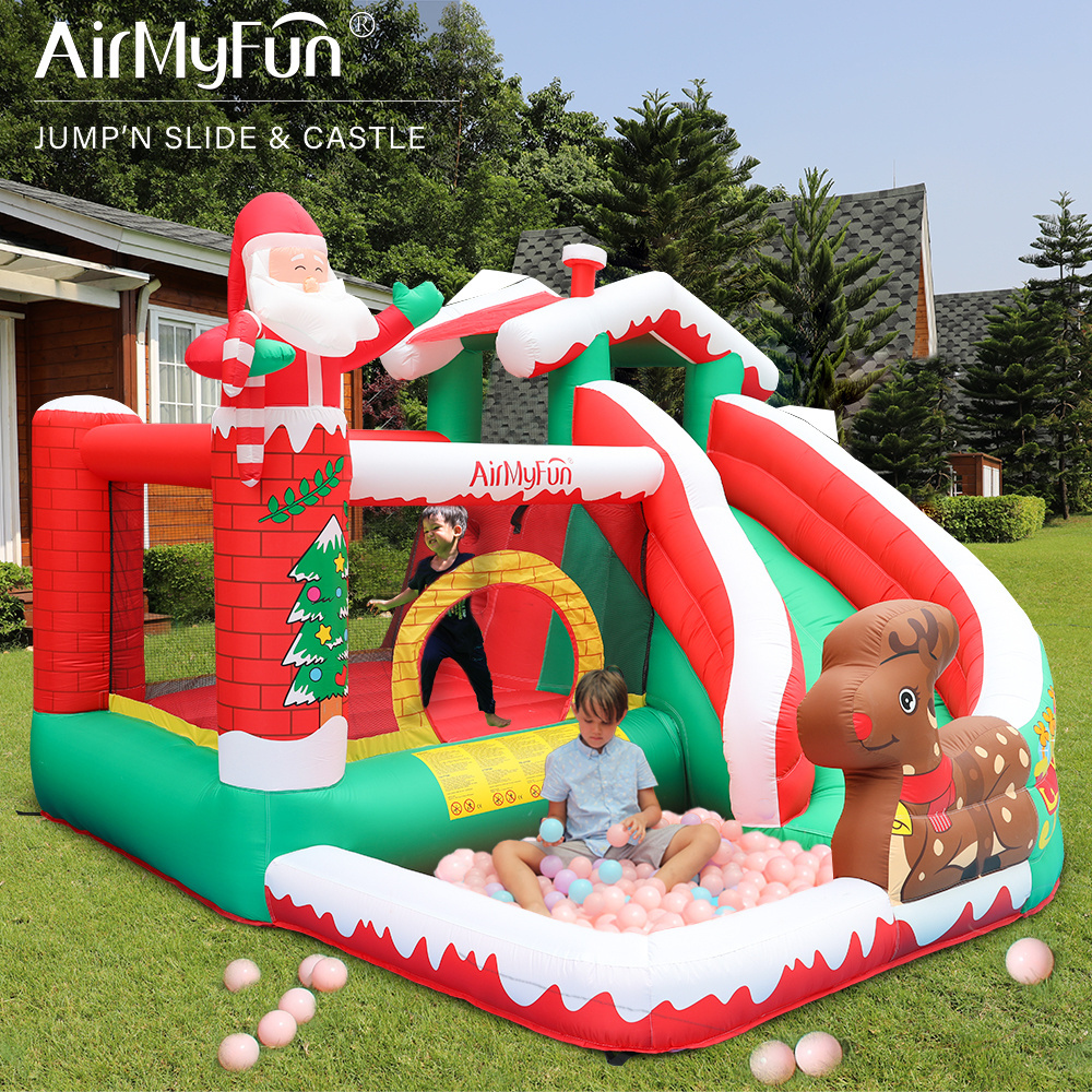 Airmyfun Merry Christmas Santa Claus Bouncy Castle  inflatable bounce house