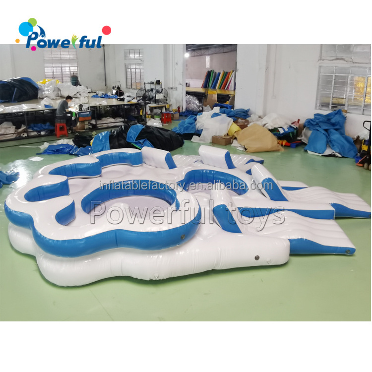 Customized Size  5  Person Party Boat Raft for Pool Lake River Inflatable Floating Island platform