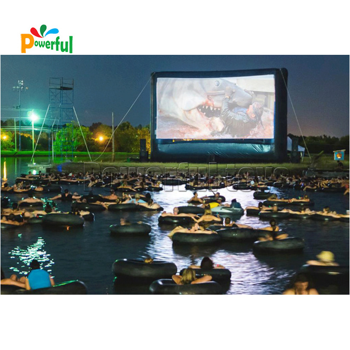 Outdoor inflatable floating water movie screen for swimming pool