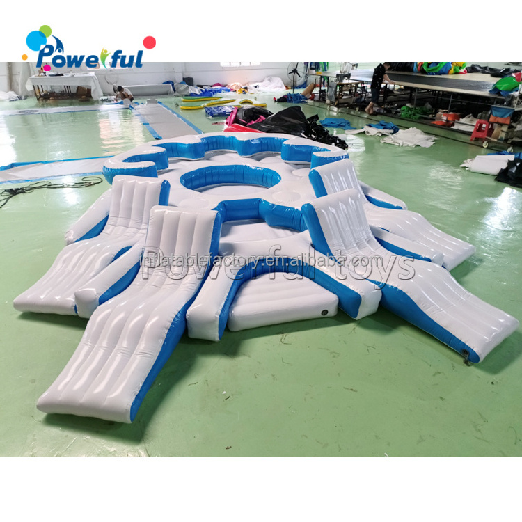 Customized Size  5  Person Party Boat Raft for Pool Lake River Inflatable Floating Island platform