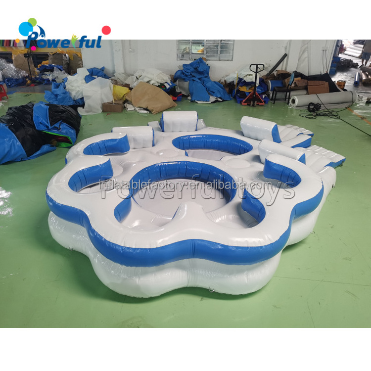 Customized Size  5  Person Party Boat Raft for Pool Lake River Inflatable Floating Island platform