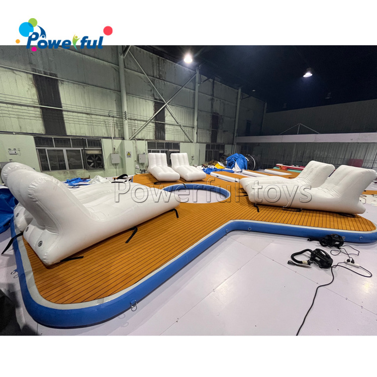 6 person party boat island platform inflatable water raft lounge boat dock inflatable yacht sofa