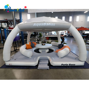 Commercial Inflatable Floating Dock Platform with Tent  Party Bana for Summer Recreation