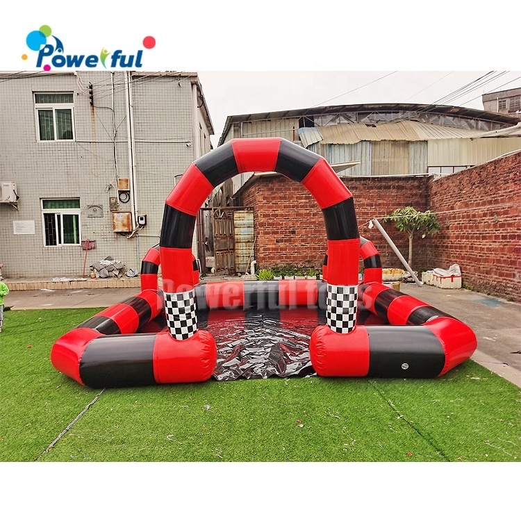 Toddler and kids go kart sport arena inflatable air race race track inflatable bumper car fence