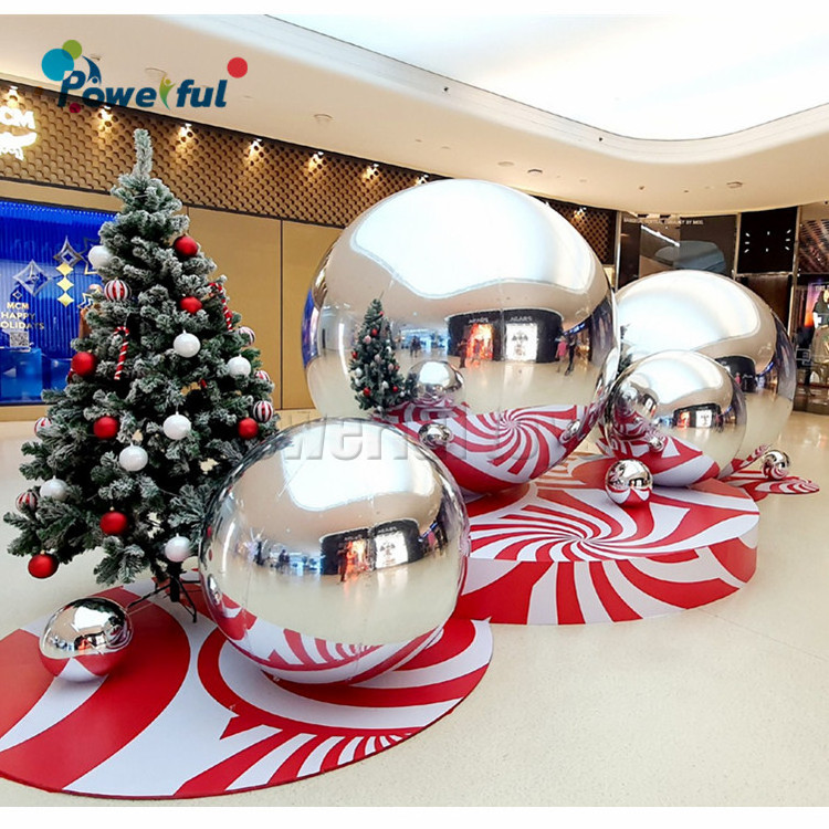 customized inflatable Christmas decoration big hanging mirror ball,giant reflective mirror ball