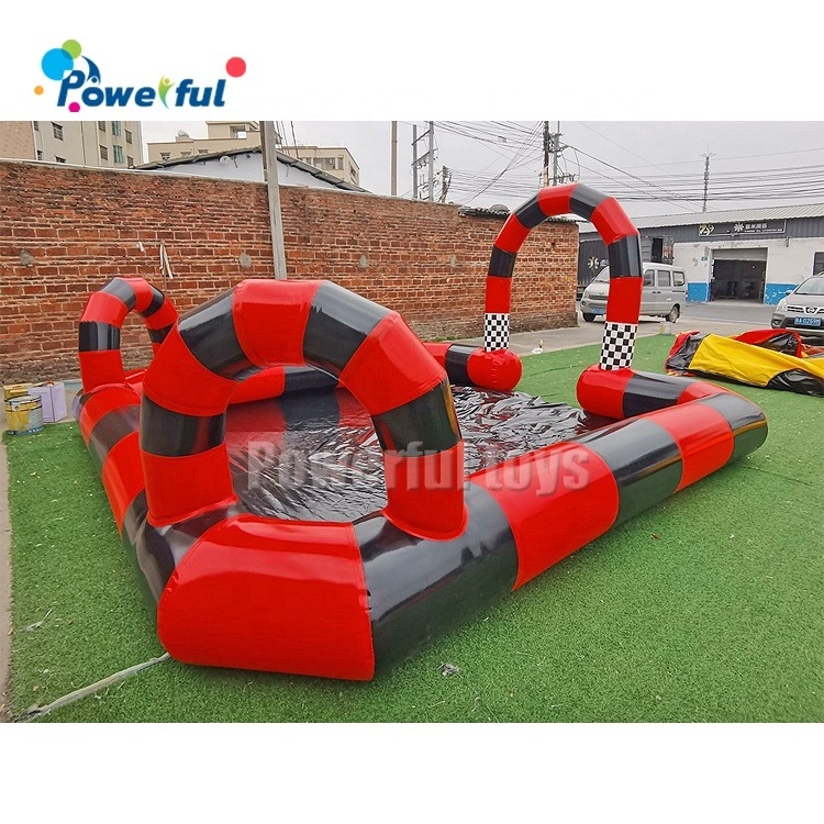 Toddler and kids go kart sport arena inflatable air race race track inflatable bumper car fence