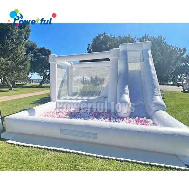 commercial kids party  wedding pink bounce house bouncing bouncy castle with slide in commercial moon jumper ball pit pool