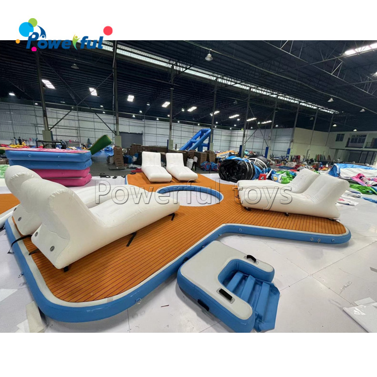 6 person party boat island platform inflatable water raft lounge boat dock inflatable yacht sofa