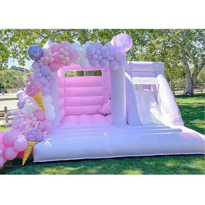 commercial kids party  wedding pink bounce house bouncing bouncy castle with slide in commercial moon jumper ball pit pool