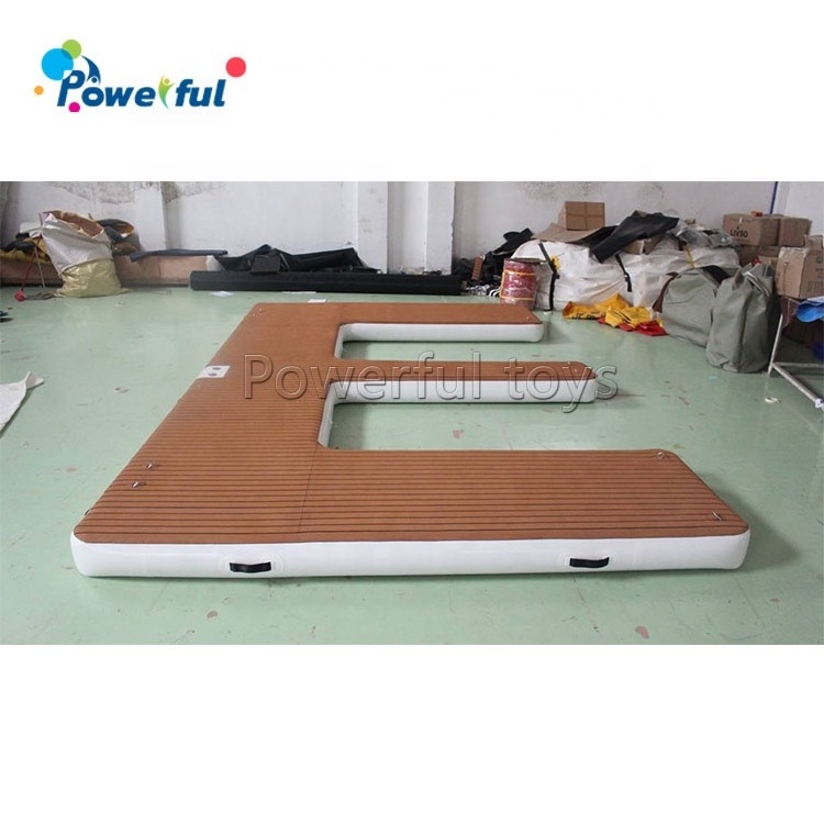 Drop stitch wooden floating docking platform inflatable yacht motor boat dock