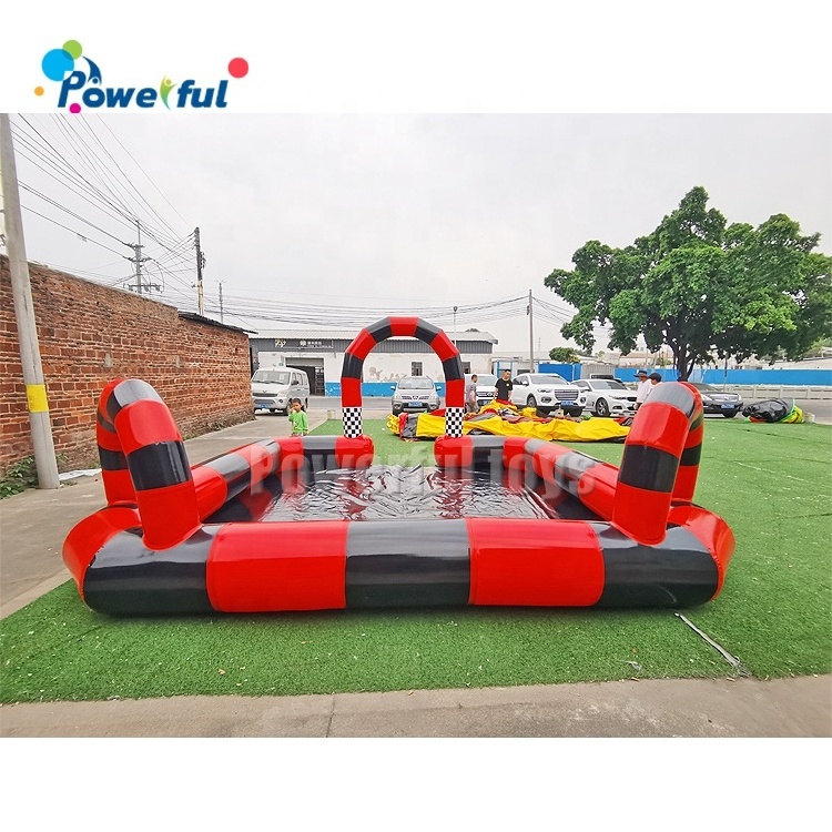 Toddler and kids go kart sport arena inflatable air race race track inflatable bumper car fence