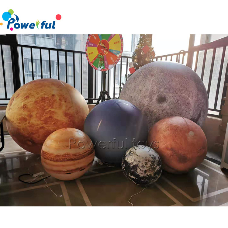 Saturn solar system nine planets,inflatable globe earth planet balloon with LED