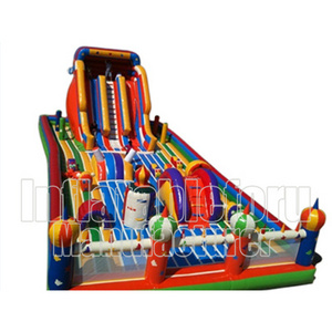 custom inflatable indoor theme park giant bouncy castle with slide for sale