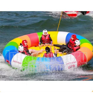 100% PVC tarpaulin material Aqua Twister commercial inflatable disco boat towable