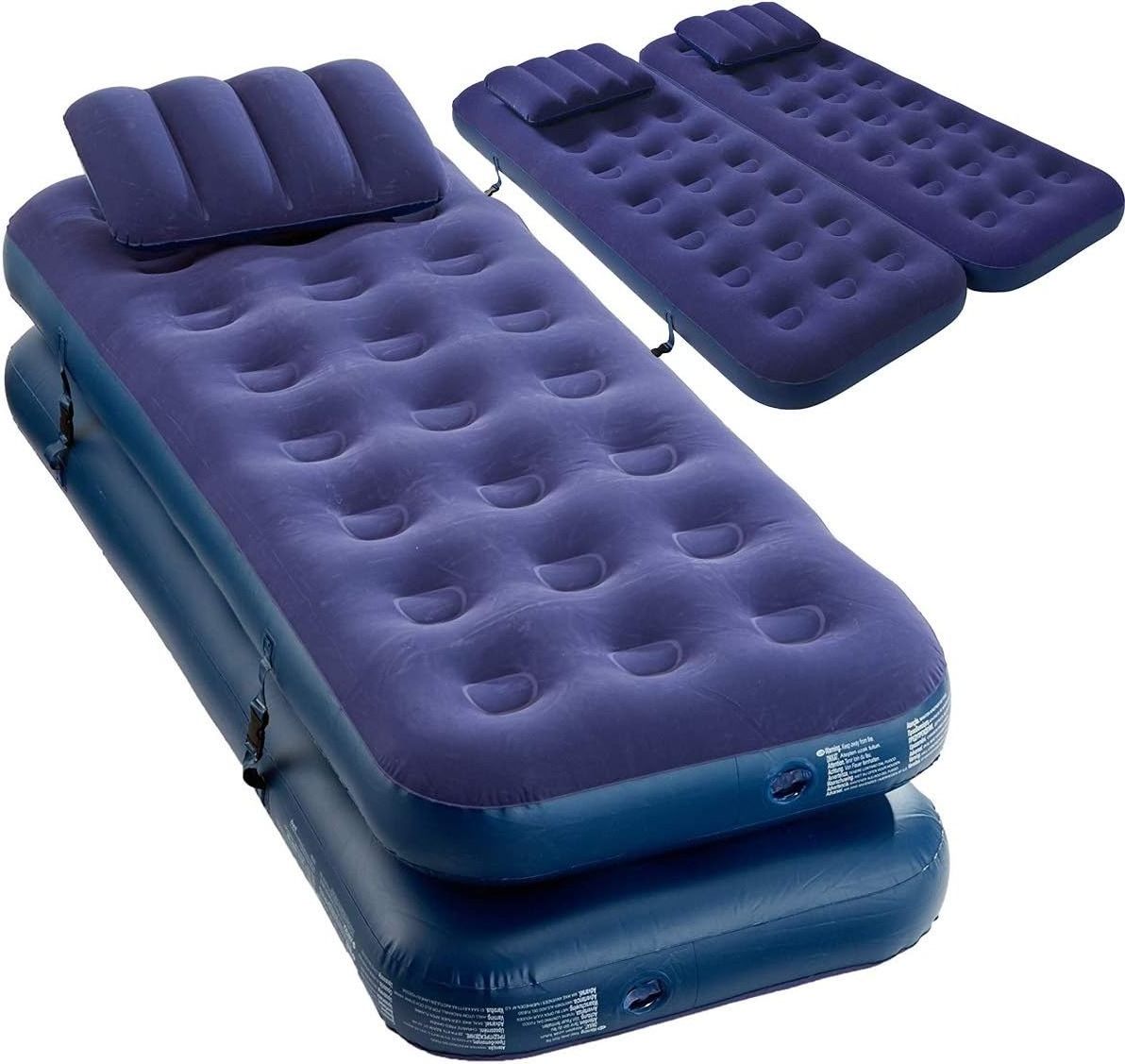 High Quality Flocked PVC Full Size Easy Carry Inflatable Air Sleeping Bed Mattress Camping