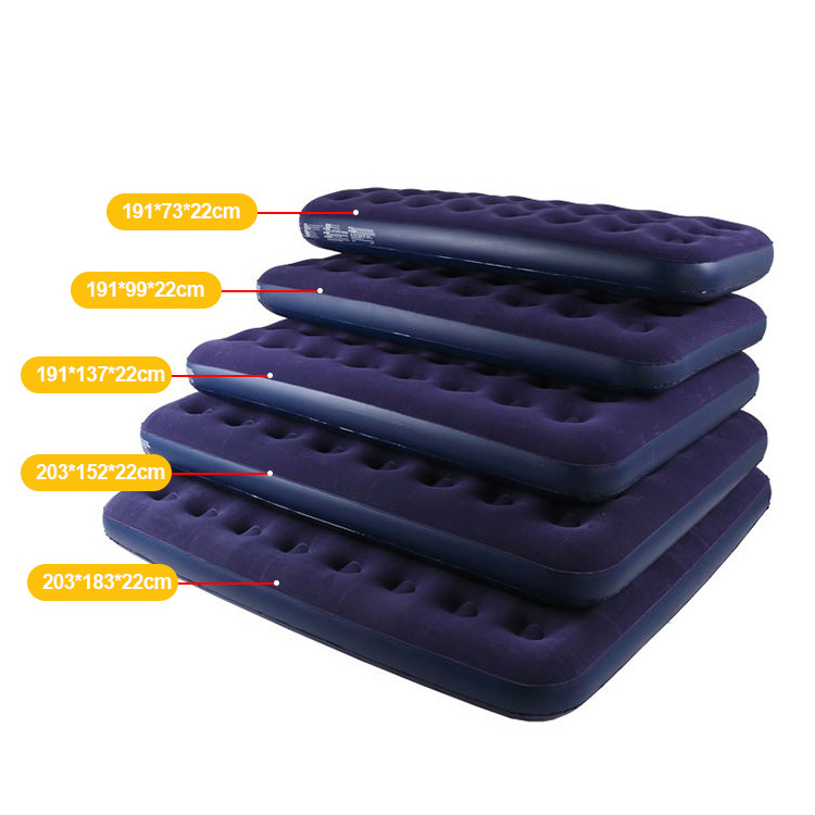 High Quality Flocked PVC Full Size Easy Carry Inflatable Air Sleeping Bed Mattress Camping