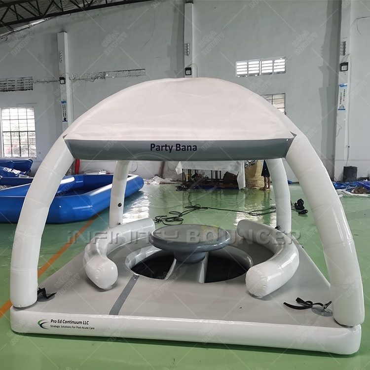 Moq 1 Piece Hot Sale Inflatable Water Leisure Platform Dock Platform Floating Island with Tent Outdoor Party Aqua Banas