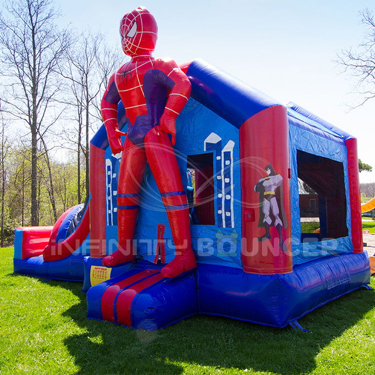 Adult Child commercial blow up superman  gonflable inflatable castle jumping combo bounce house with slide