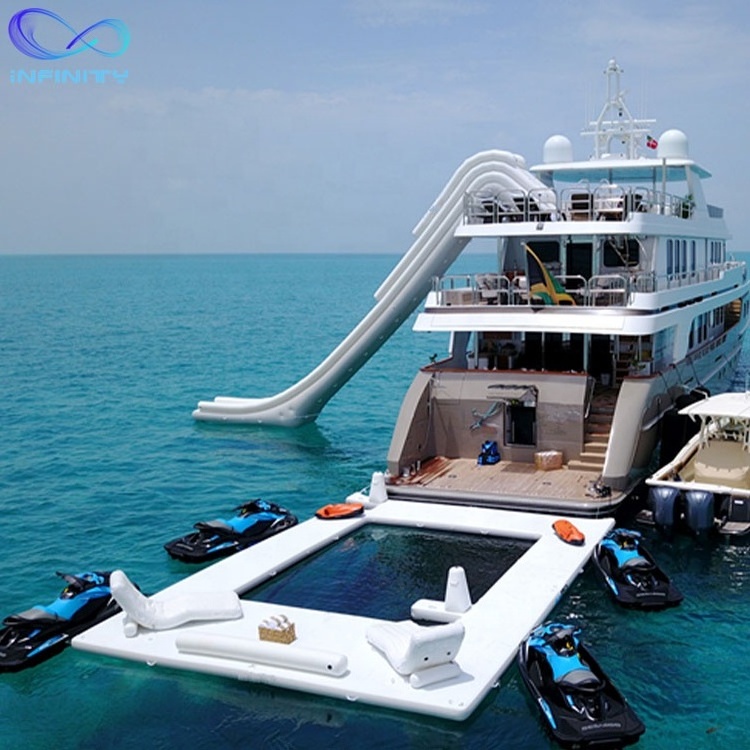 Commercial Floating Inflatable ocean Swimming Pool Inflatable Floating sea Pool With Black Net for yacht barge