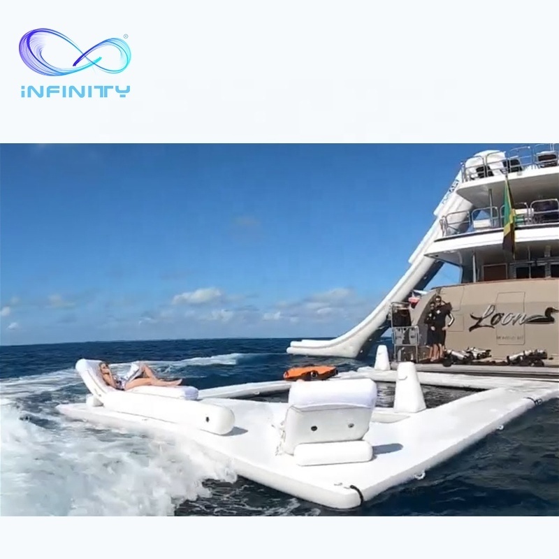 Commercial Floating Inflatable ocean Swimming Pool Inflatable Floating sea Pool With Black Net for yacht barge