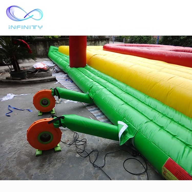 Durable PVC inflatable sport court outdoor inflatable volleyball court with trampoline for adults interactive games