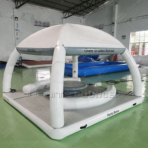 Moq 1 Piece Hot Sale Inflatable Water Leisure Platform Dock Platform Floating Island with Tent Outdoor Party Aqua Banas