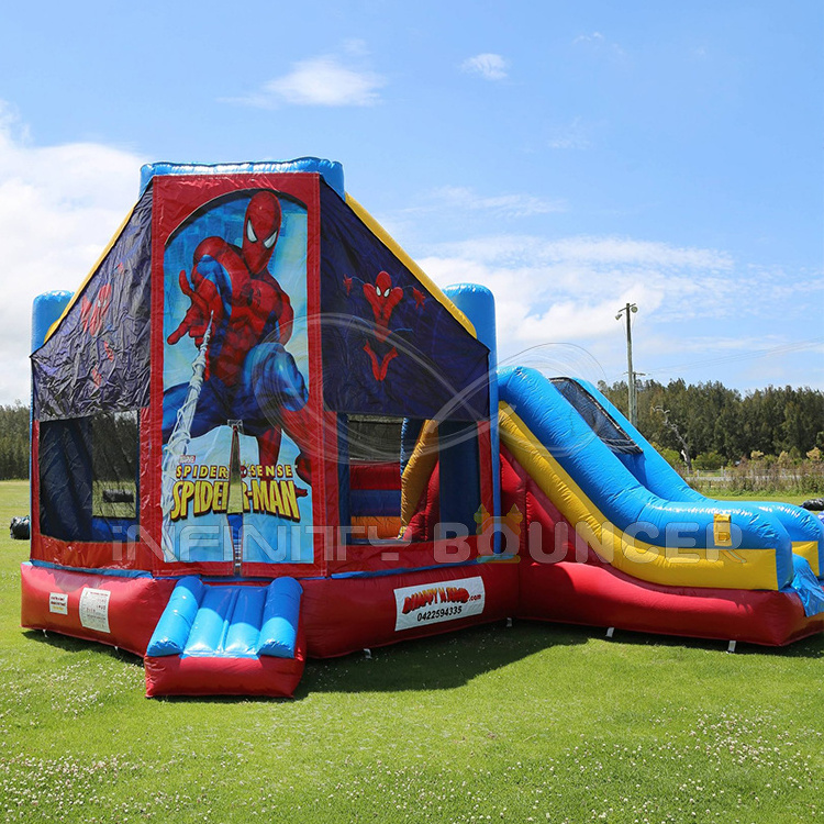 Inflatable bouncing castle spider man 4 in 1 combo spiderman inflatable bounce house with slide