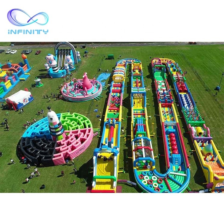 children playground manufacturer inflatable maze obstacle course jumping bouncy castle mobile inflatable sport games bounce park