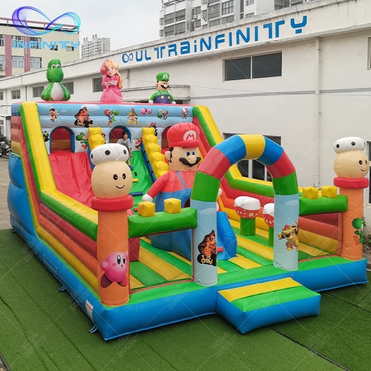 Mario Luigi Inflatable Bouncer Slides Super Mario Bros Playground Bouncy Amusement Park Funcity For Sale