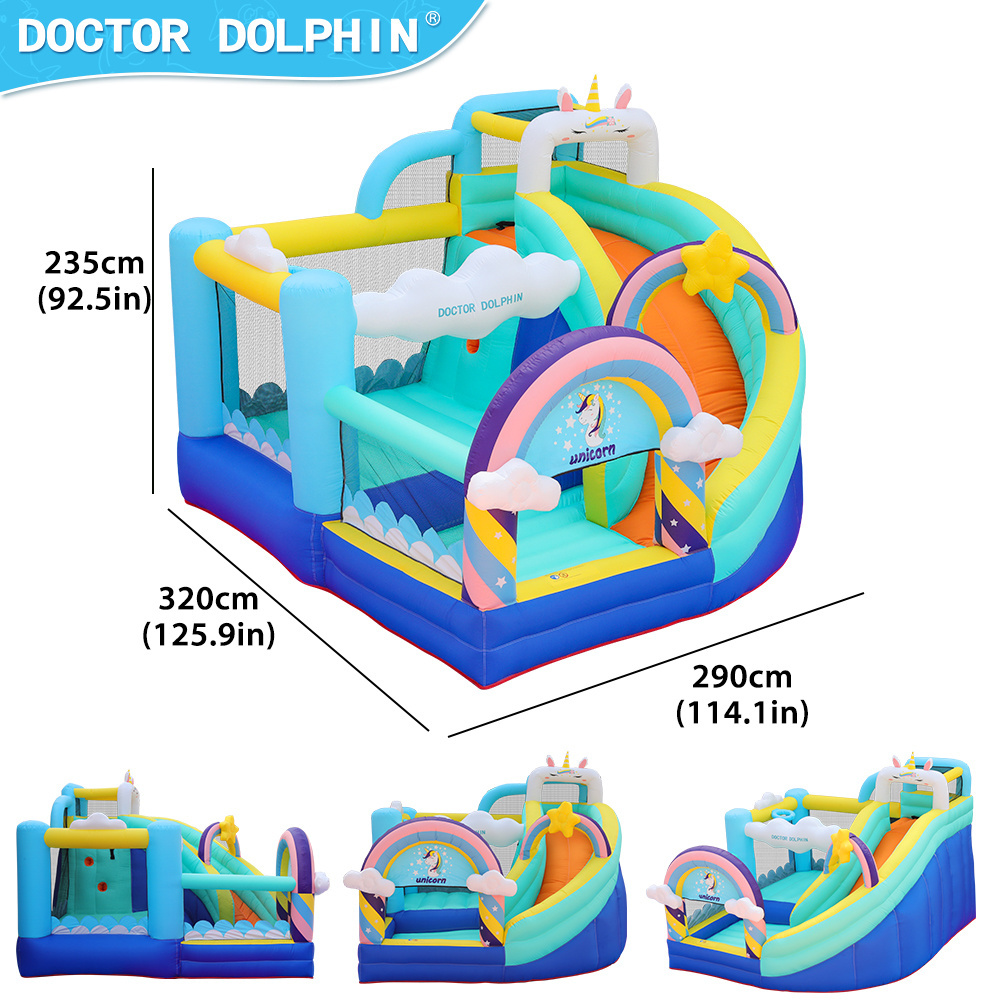 Outdoor Kids Inflatable Unicorn Bouncer House Bouncy Bouncing Jumping Castle Slide With Climbing Wall Bounce House