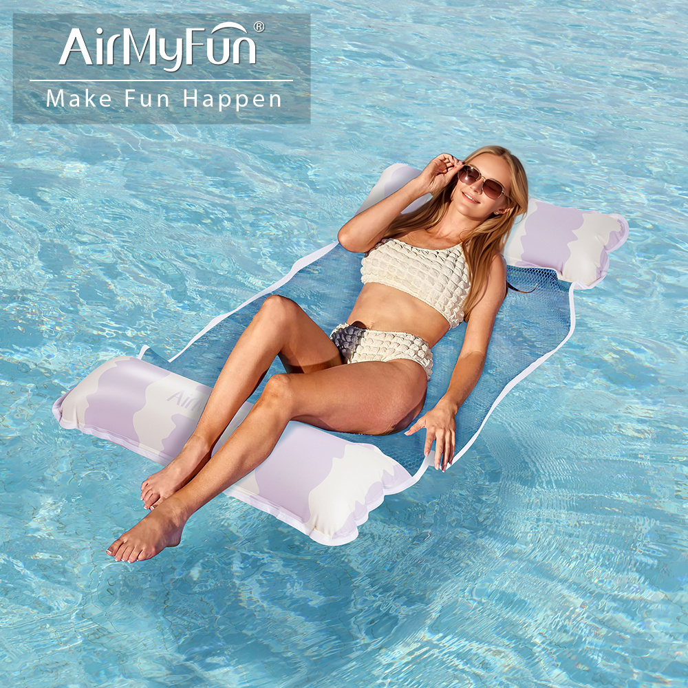 AirMyFun Water Lounger Hammock Pool Float Rafts Swimming Pool Air Floating Chair Portable Floating Inflatable Water Hammock