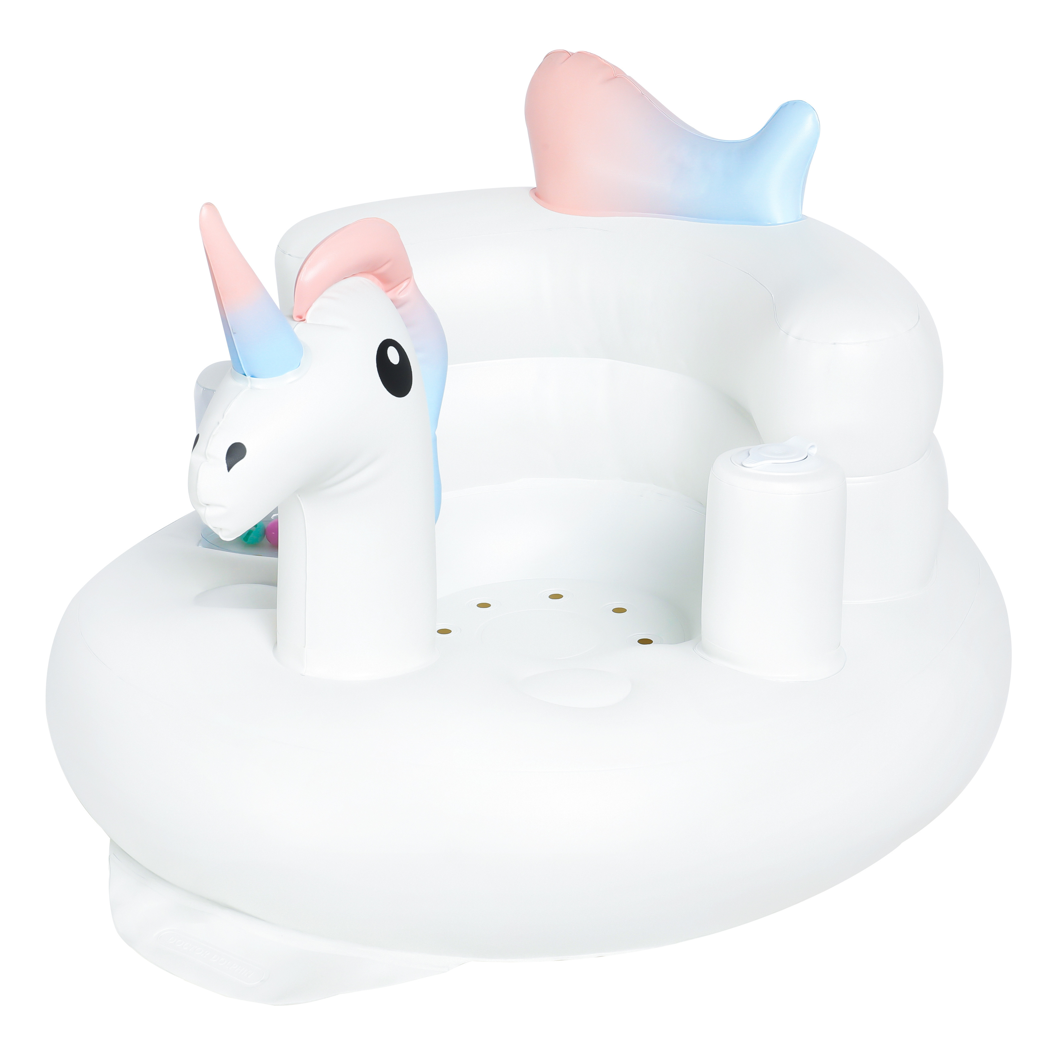 Doctor Dolphin popular funny unicorn animal white baby lovely commercial chair inflatable baby sofa for sale