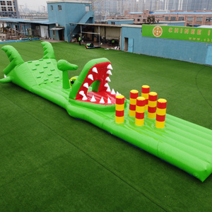 T10-109 Crocodile theme inflatable obstacle course inflatable water sport game for kids party events