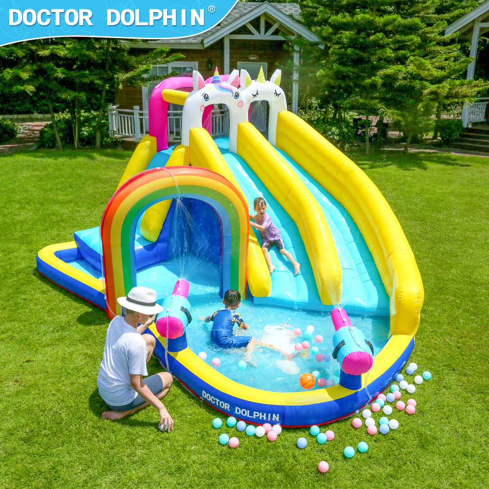 Cute Unicorn Jumpy Castle Slide Inflatable Outdoor Game Water Pool Playing for Kids