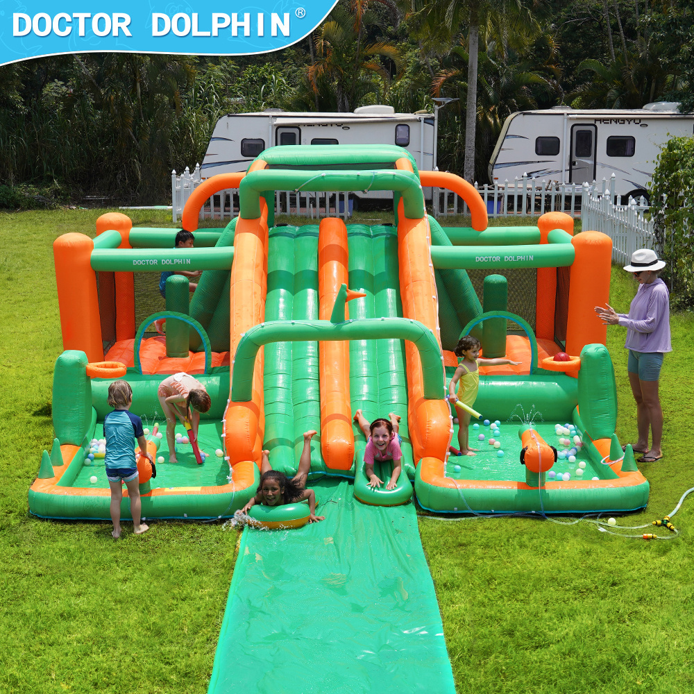 Big slide Doctor Dolphin hot selling Children Bouncy Castle with Water Slide Inflatable bouncy house