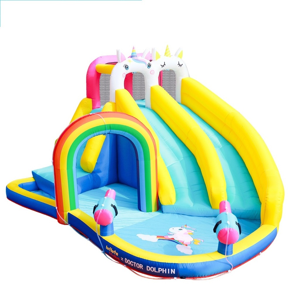 Cute Unicorn Jumpy Castle Slide Inflatable Outdoor Game Water Pool Playing for Kids