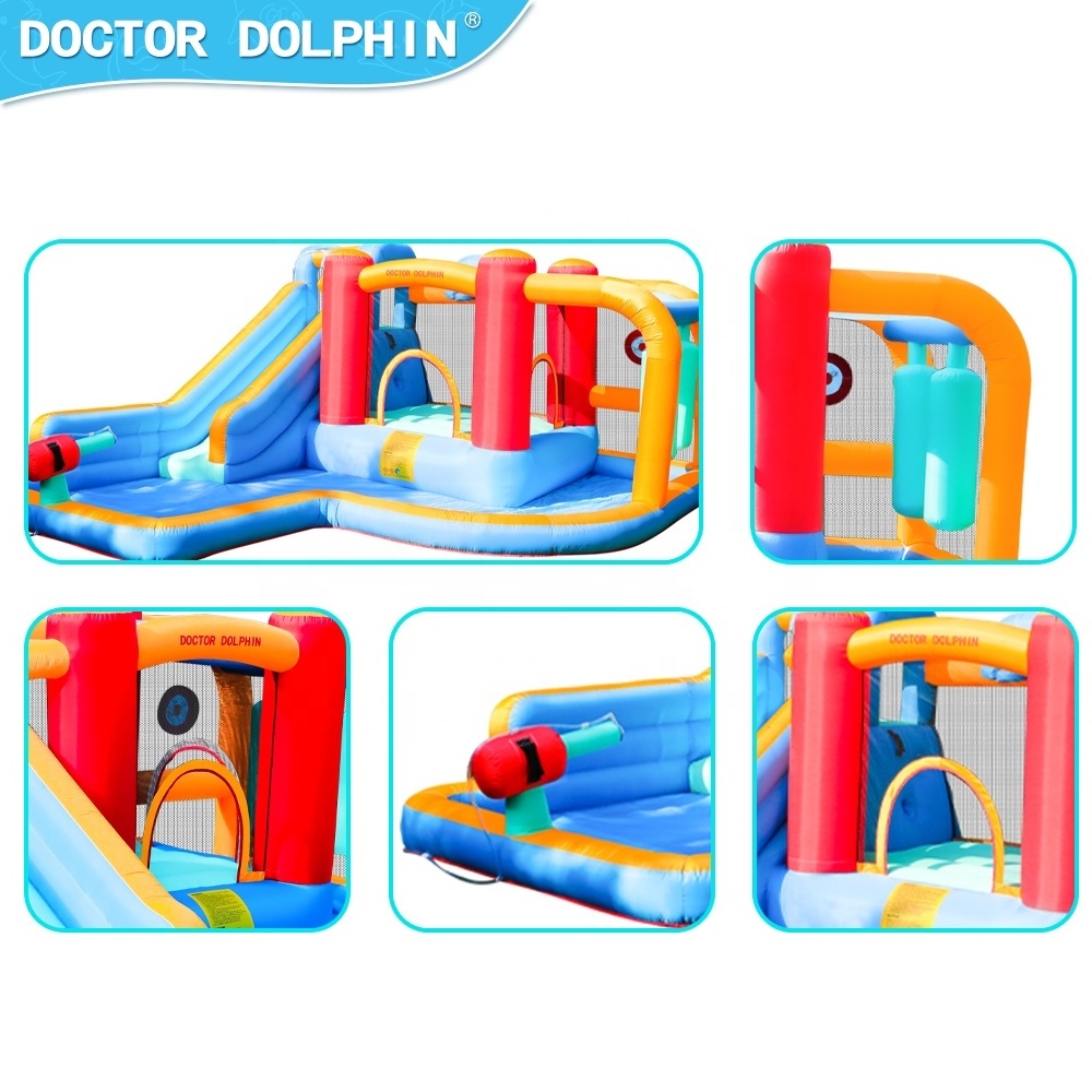 Doctor Dolphin Giant Water Slide Clearance Inflatable Dry Slide Cheap Jumping Bed Princess Children Bouncy Castle with Slide